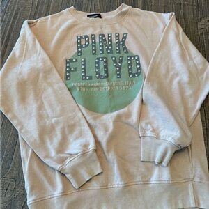 Pink Floyd Men's Crewneck Sweatshirt in Light Pink with Mint Graphic